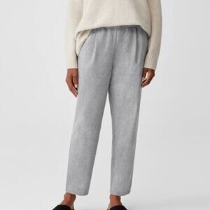 NWT Eileen Fisher Soft Wool Flannel Pleated Tapered Pant Sz Large
